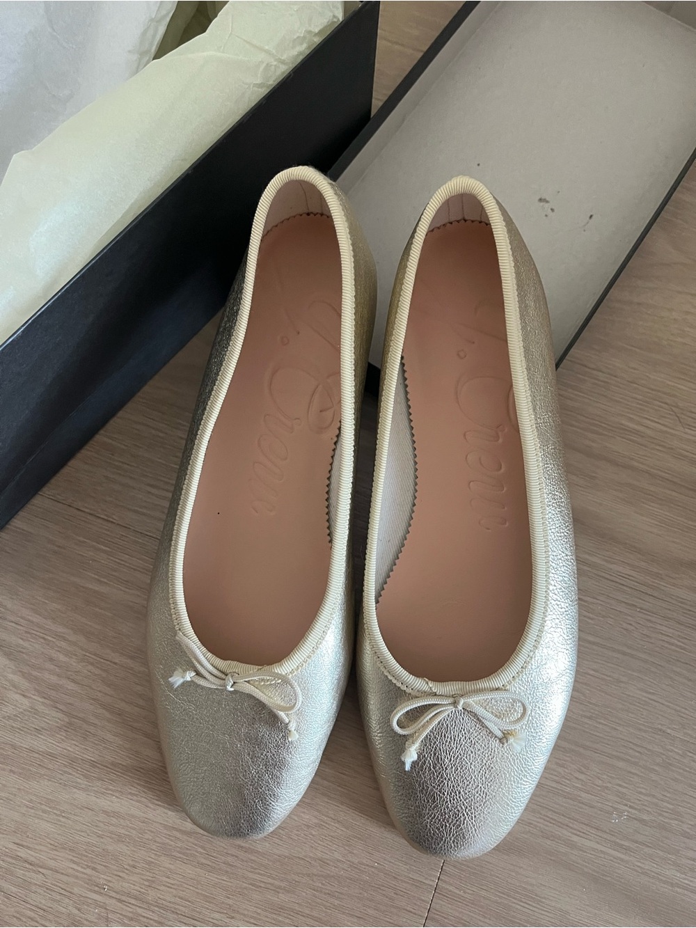 J Crew Gold Ballet Flats